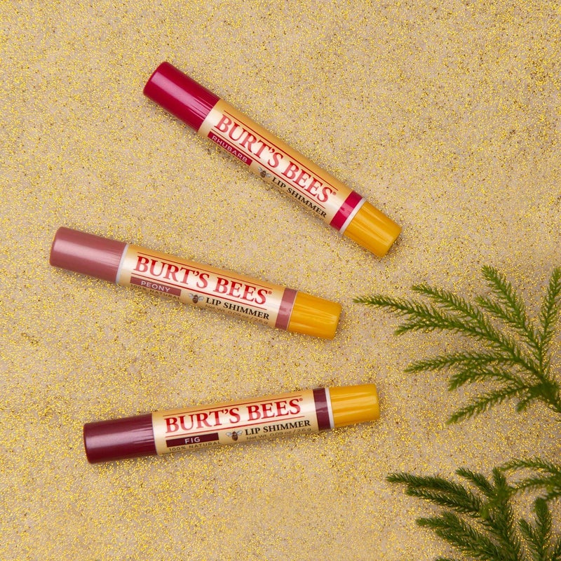Burt's Bees Kissable Color Holiday Gift Set, 3 Lip Shimmers in Gift Box, Warm Collection in Peony, Fig and Rhubarb - Image 2